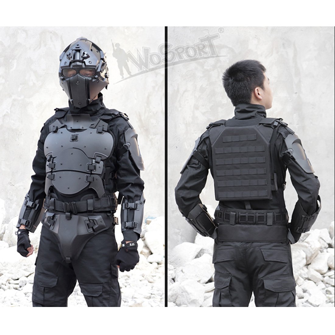 WST Outdoor Multi-function Tactical Armor Set Adjustable Tactical Elbow Pad Waist Seal - Image 6