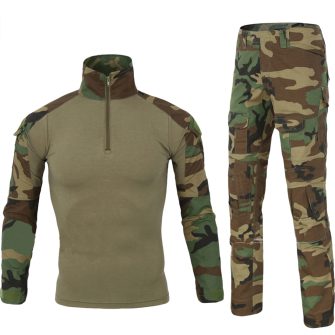 Dress Hunting Battle Uniform Suit Shirt & Pants Combat Uniform BDU - Jungle Camouflage L