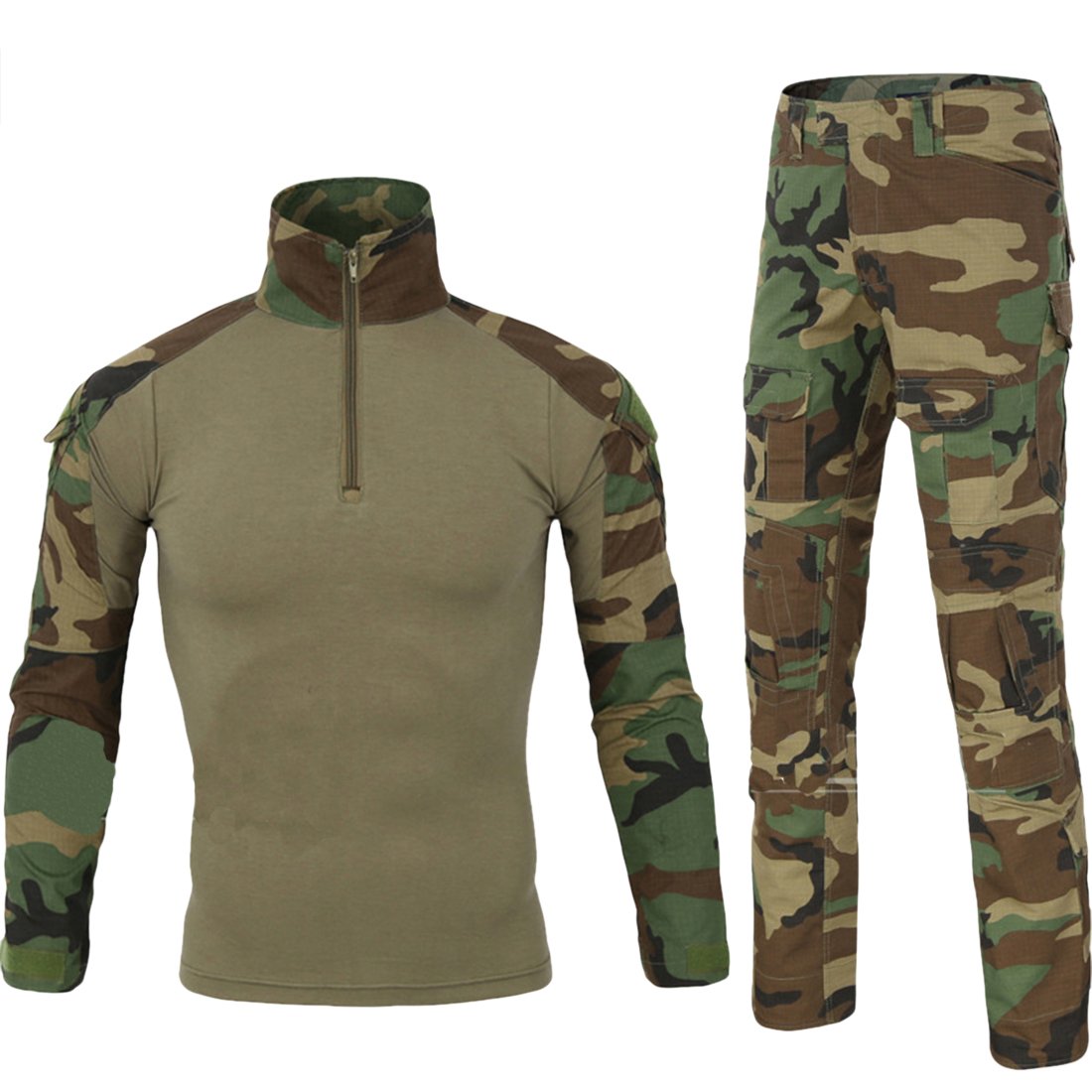 Dress Hunting Battle Uniform Suit Shirt & Pants Combat Uniform BDU - Jungle Camouflage L