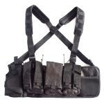 1000D Multifunction Tactical Chest Rig Chest Hanging Waist Belt Piston Pouch with 4 Mag Pouch - Black